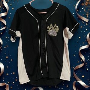 Black and White Paw Print Baseball Jersey